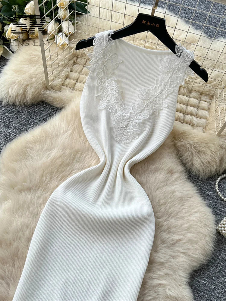 Lace Simple Knitted Dress