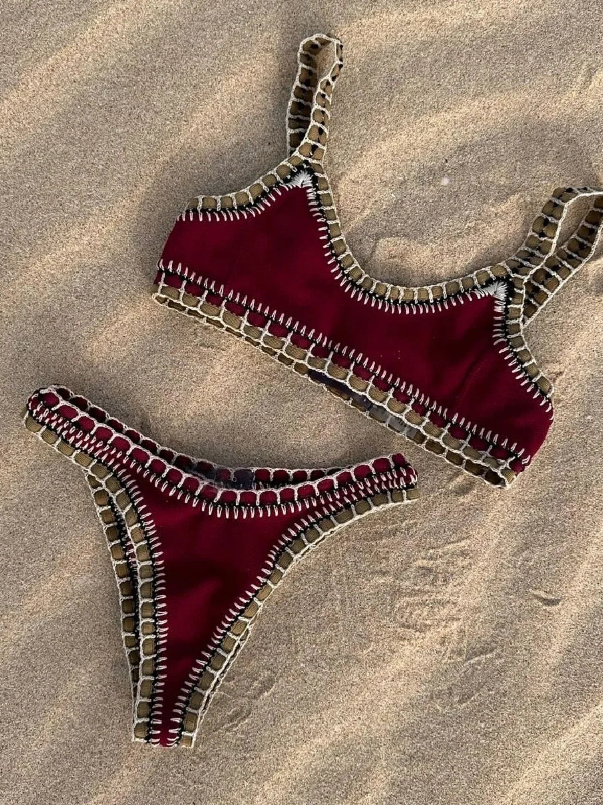 Sexy Hollow Out Knitted Bikini Set