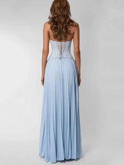 Elegant Corset Halter Pleated Maxi Dress