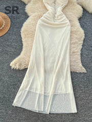 Diamonds Halter Mesh Dress