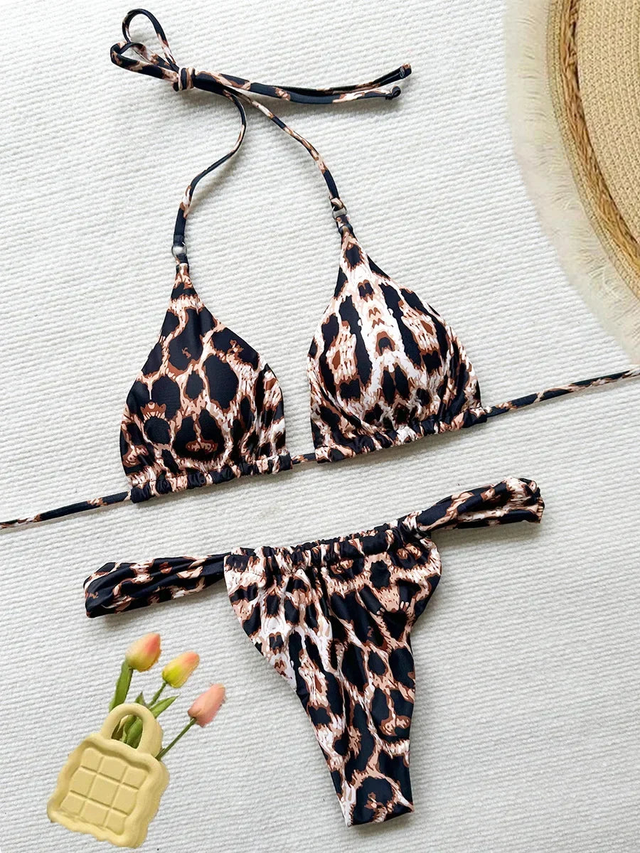 Wrinkled High Cut Mini Micro Thong Bikini