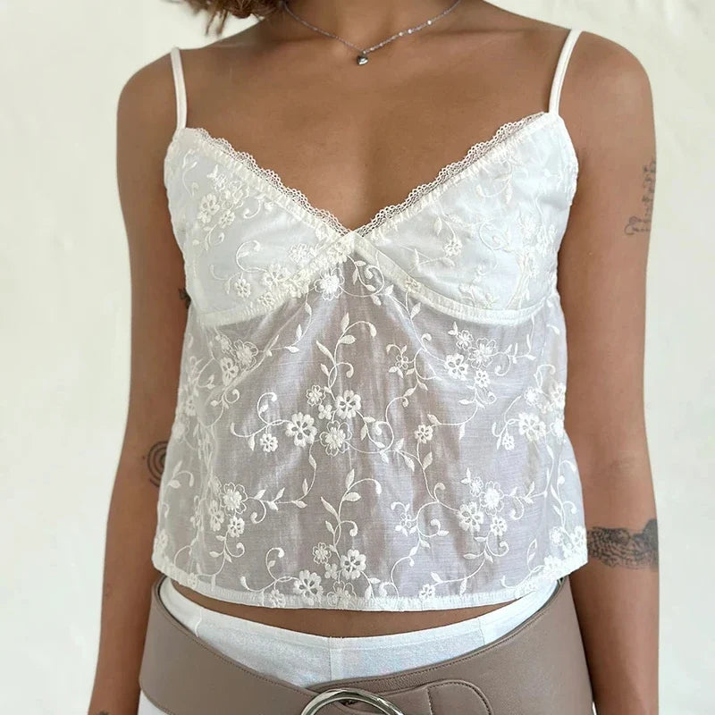 V Neck Camis Sleeveless Spaghetti Strap Crop Tops
