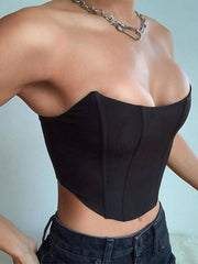 Sleeveless Off Shoulder Velvet Sexy Corset Crop Tops