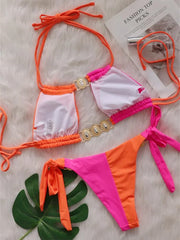 Luxury Rhinestones Splicing Bikini Set