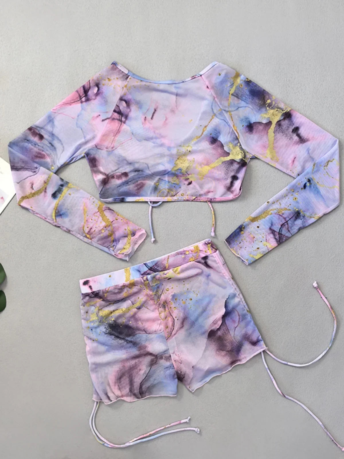 Sexy Purple Marble Print Bikini