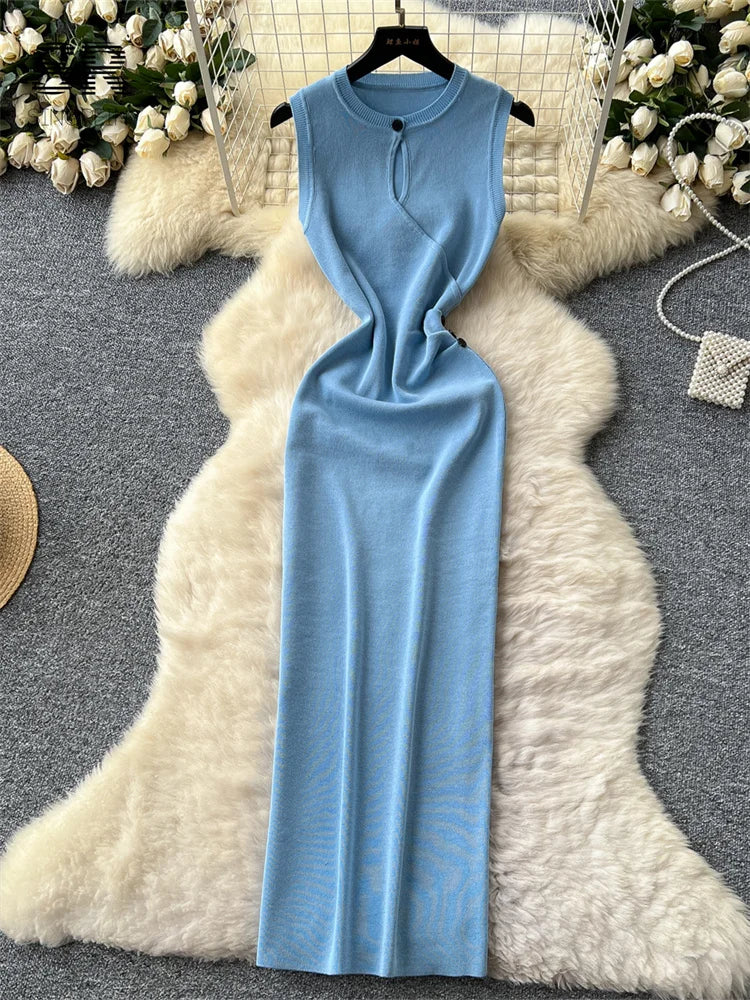 Hollow Out Knitting Long Dress