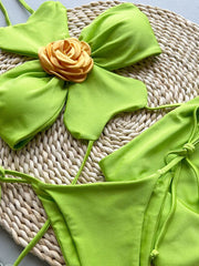 Sexy Green 3D Floral Bikini
