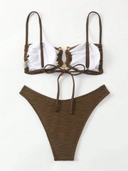 Wrinkled Crinkled Metal Ring Bikini