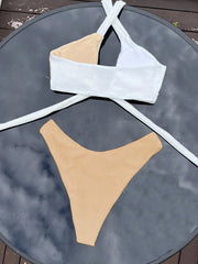 Sexy White Khaki Patchwork Bikini