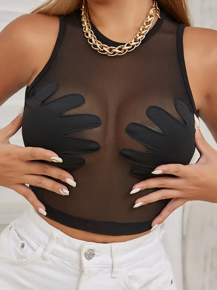 Body-Shaping See Through Hipster Crop Tops