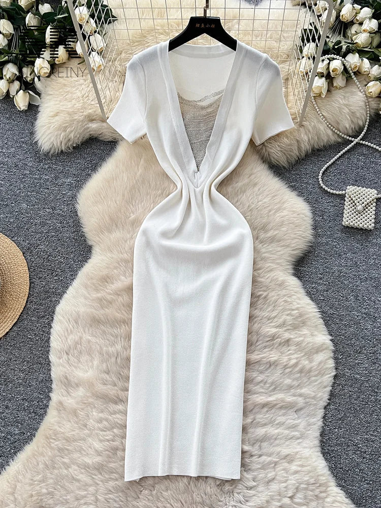 Beading Knitted OL Dress