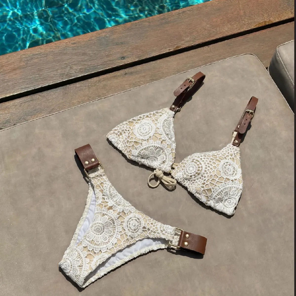 Sexy White Lace Bikini Set