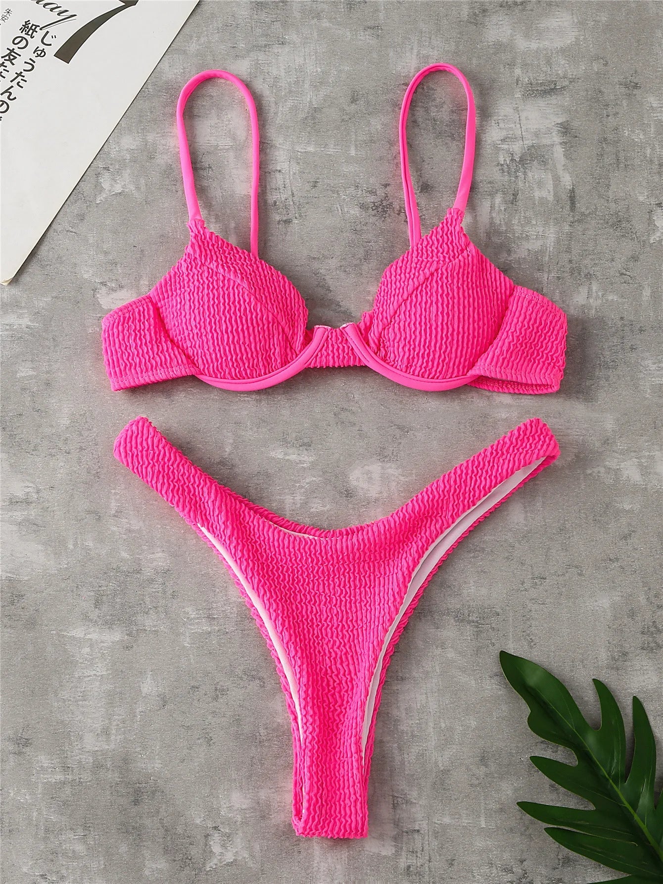 White Black Push Up Ribbed Micro Swimwear