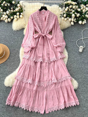 Retro Lace Spliced Dress