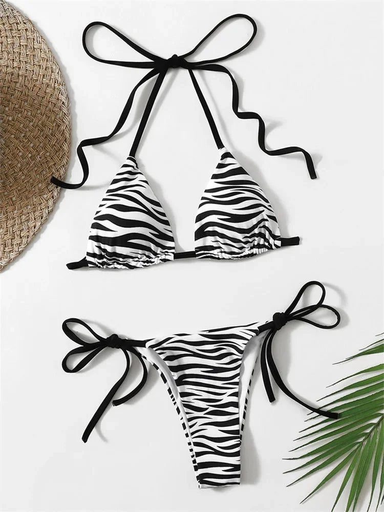 Sexy Zebra Striped Bikini