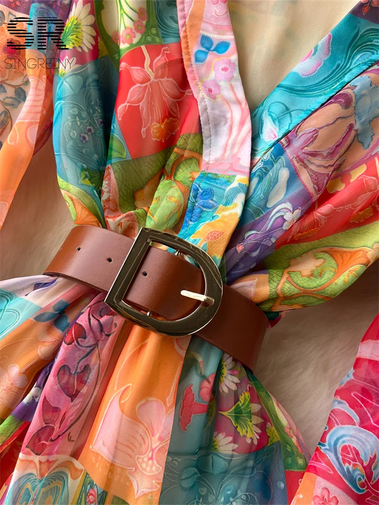 Floral Print Chiffon Dress