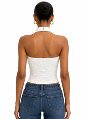 Floral Lace Halter Crop Top