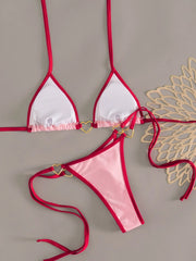 Sexy Pink Contrast Bikini Set