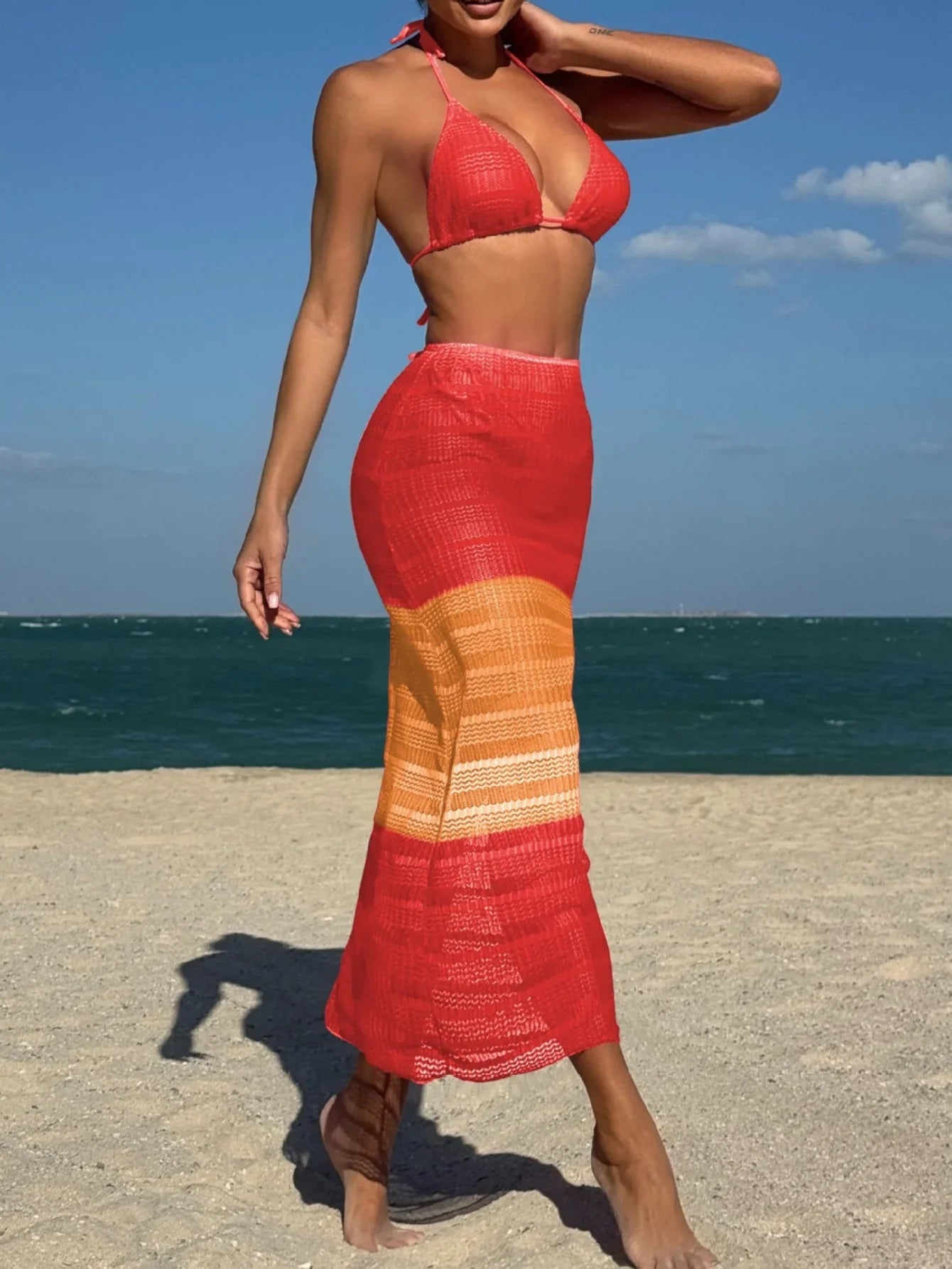 Sexy Women's Knitted Beach Bikini Set