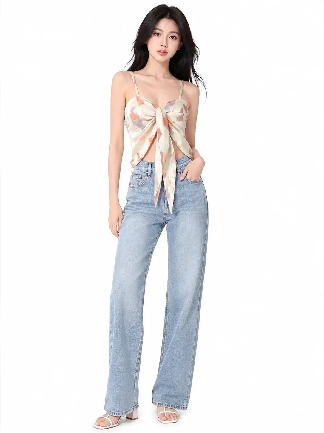 Reversible Watercolor Print Spaghetti Strap Cami Top