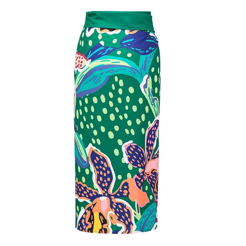 Vintage Green Abstract Print Bikini Set