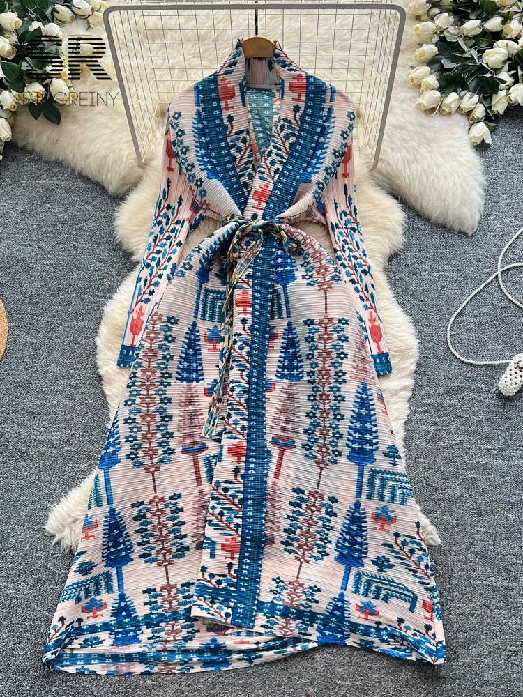Pleated Art Print Dress
