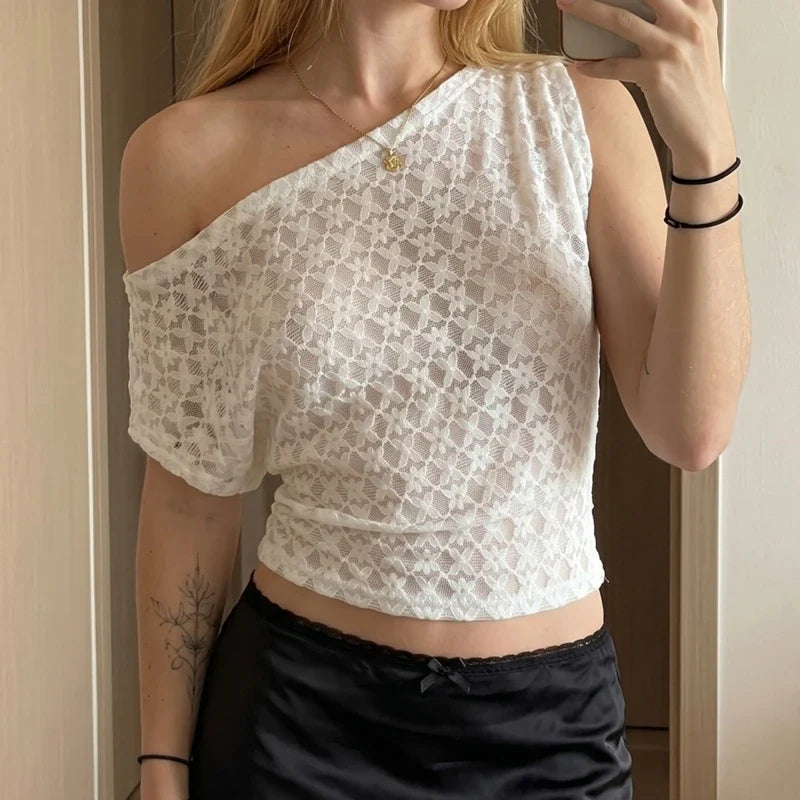 Floral Lace Off-Shoulder Crop Top