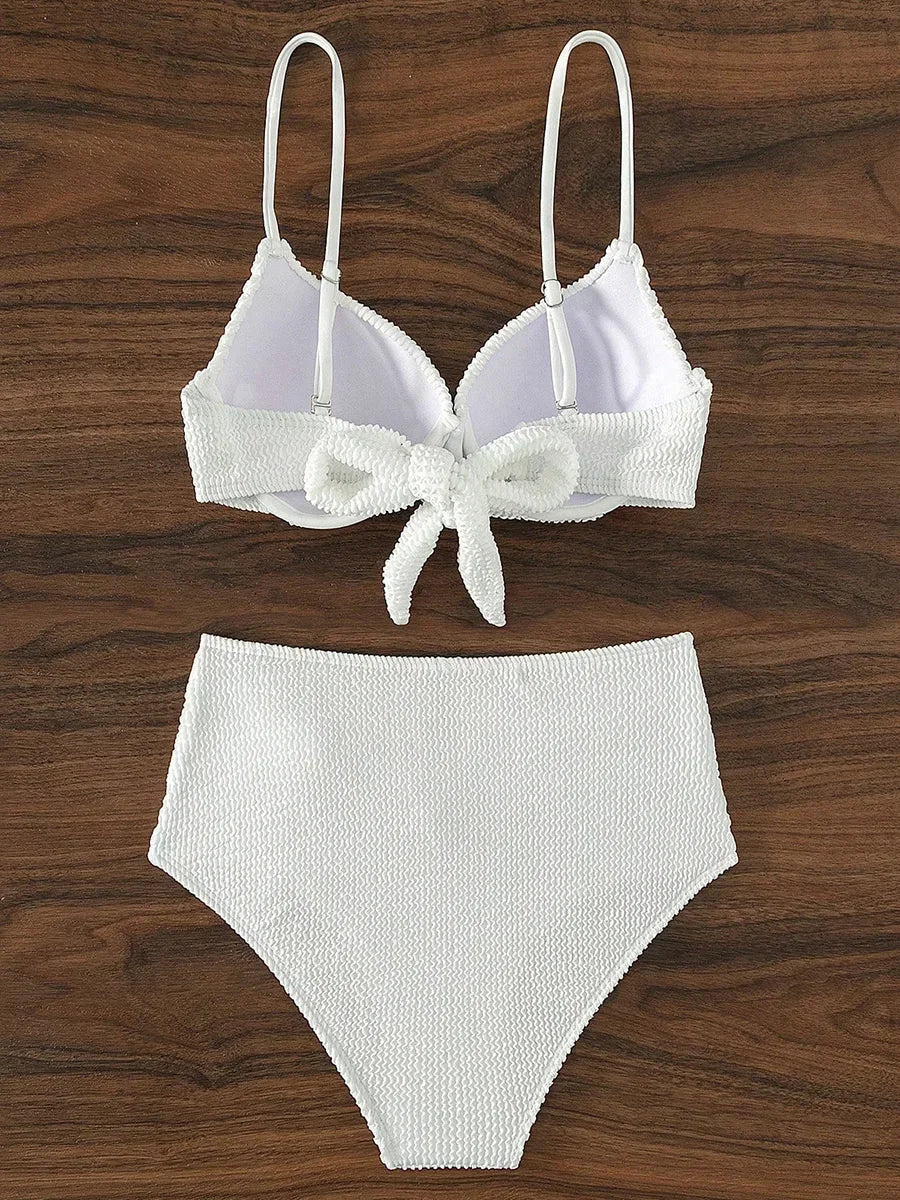 Wrinkled Bra Cup High Waist Bikini