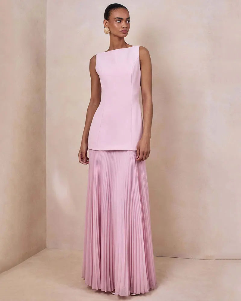 Elegant Pleated Long Dress