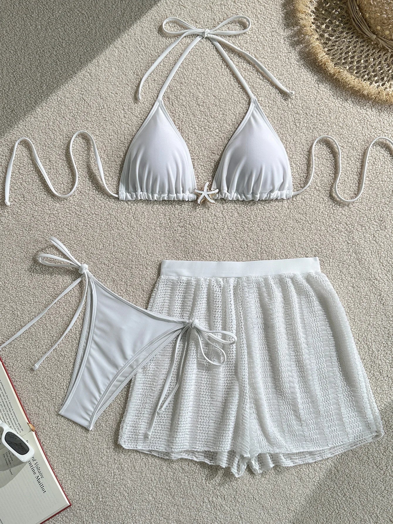 Sexy Black Mesh Cover Up Bikini Set