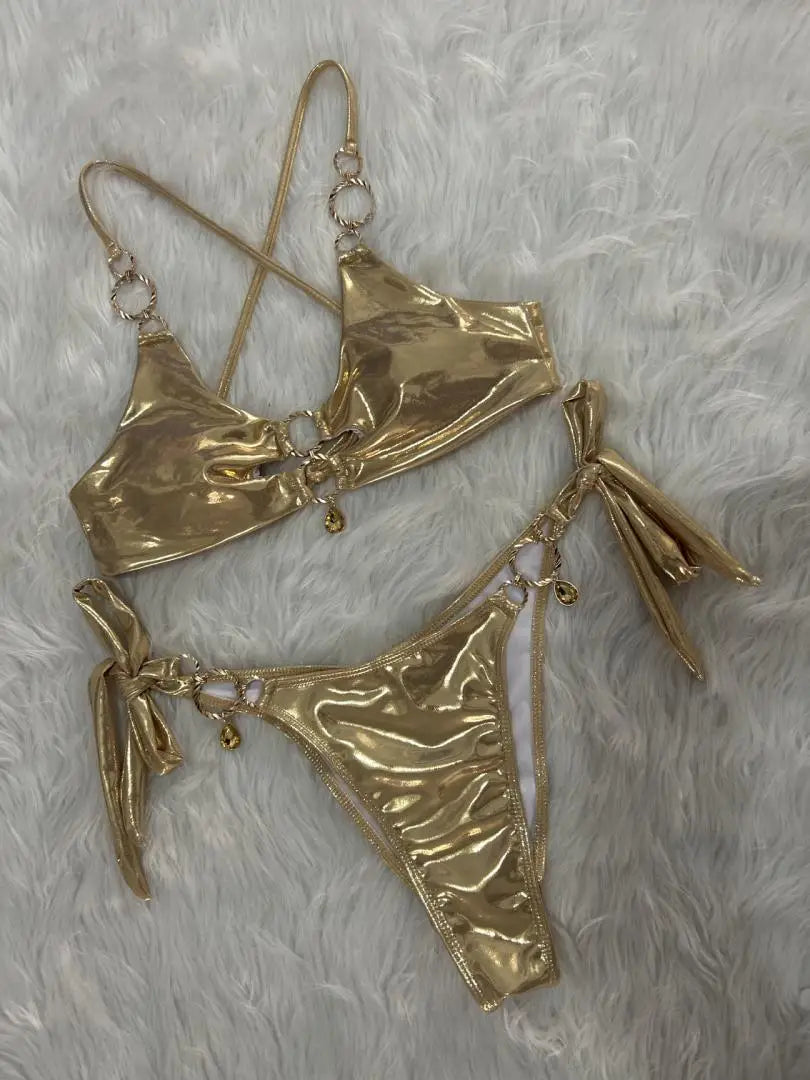 Luxury White Gold Bikini Set