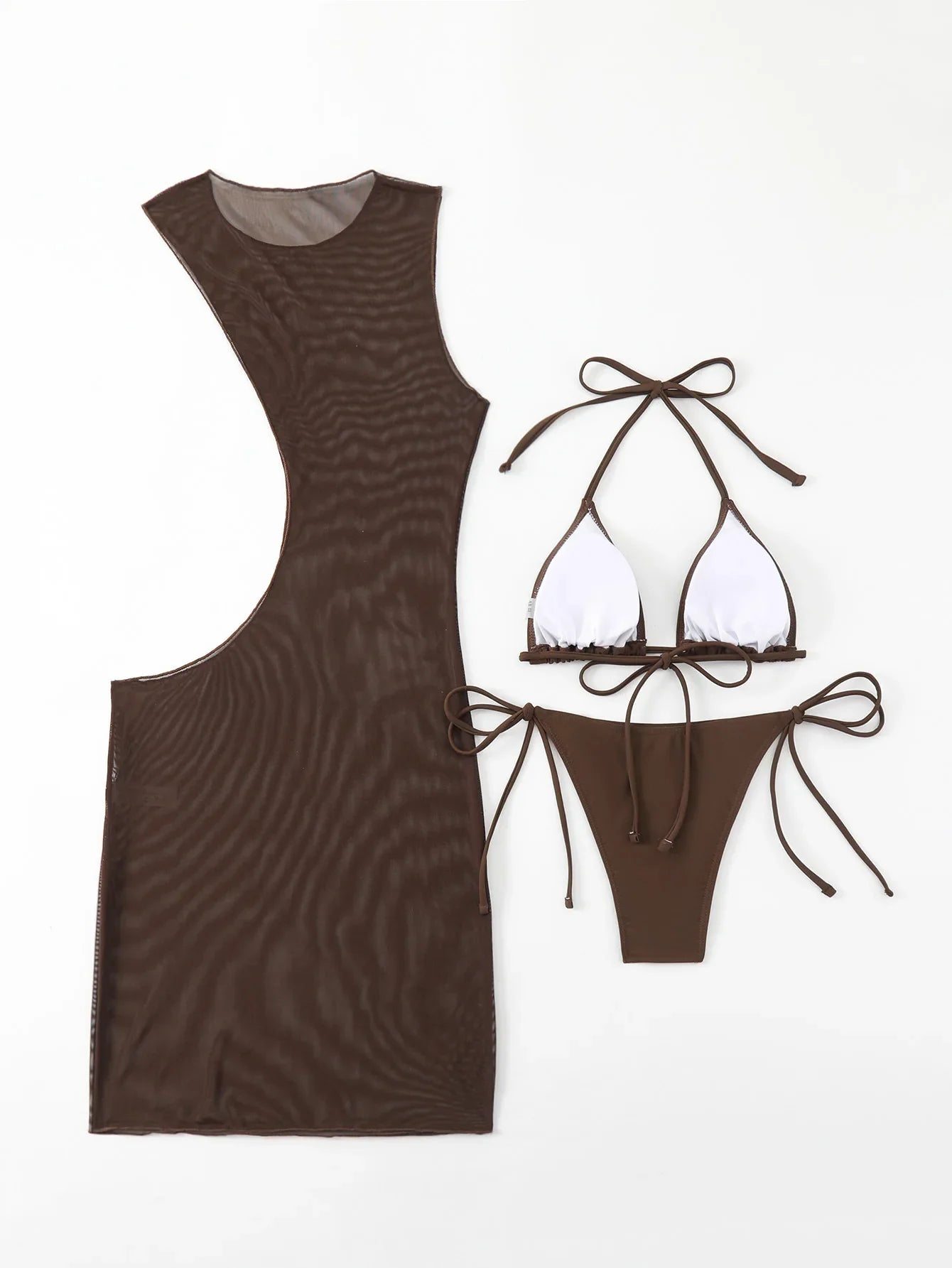 Sexy Mesh Dress 3 Piece Bikini Set