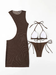 Sexy Mesh Dress 3 Piece Bikini Set