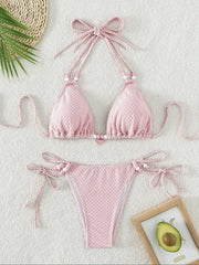 White Pearl Strap Push Up Micro Swimwear