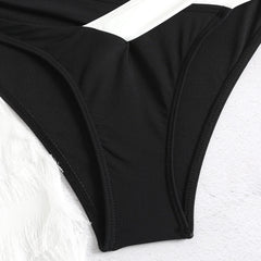 Vintage White Black Patchwork Bikini Set