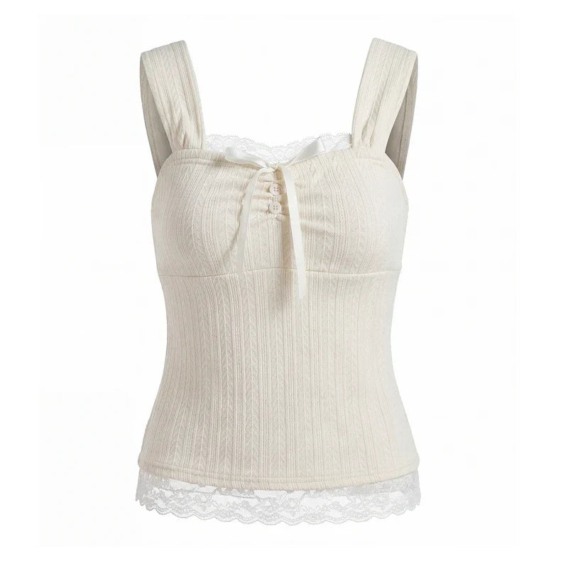 Ribbed Knit Square Neck Cami Top