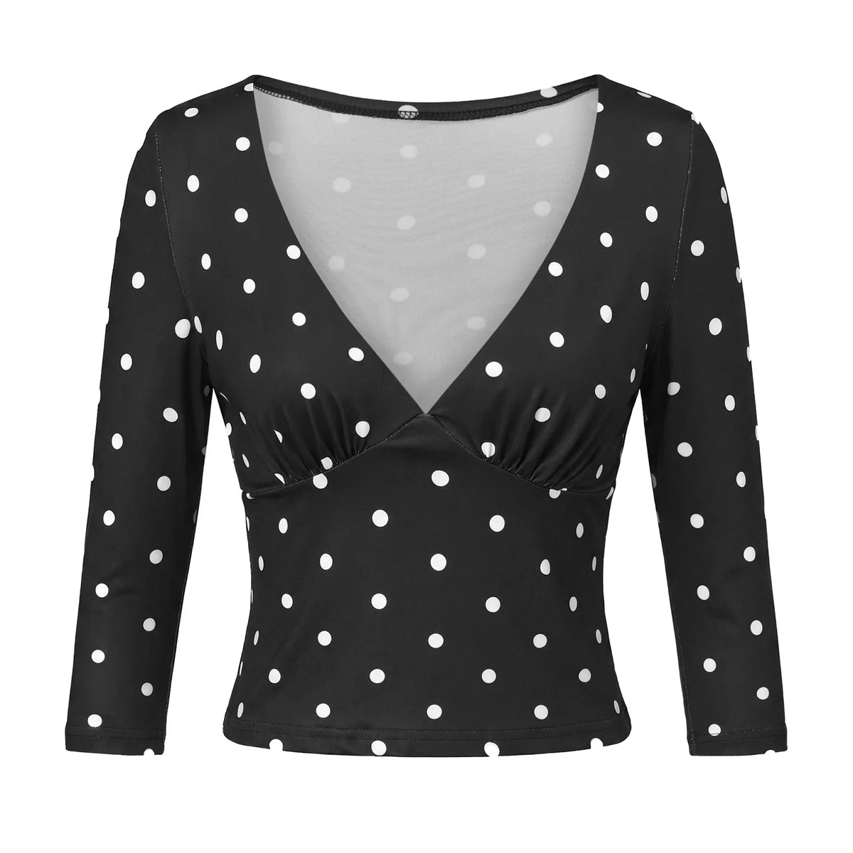 Polka Dot Deep V Neck Crop Top