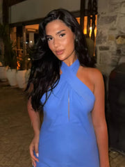 Sexy Solid Halter Maxi Dress