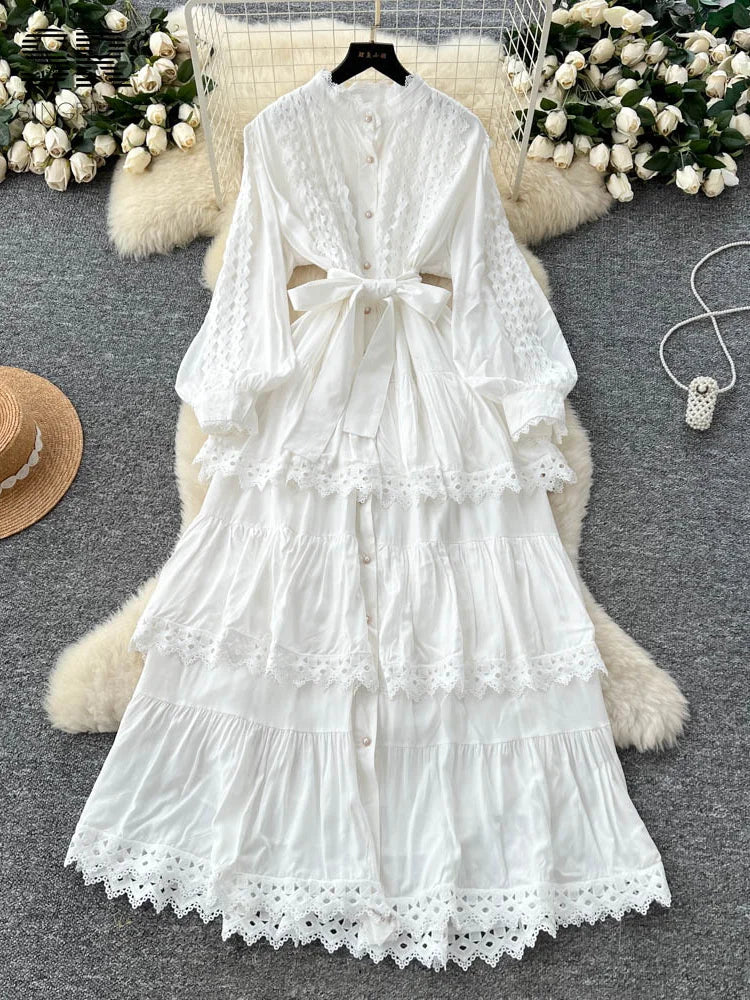 Retro Lace Spliced Dress