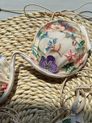 Sexy Blue Flower Embroidery Print Bikini Set