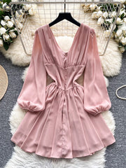 Sweet Puff Sleeve Dress