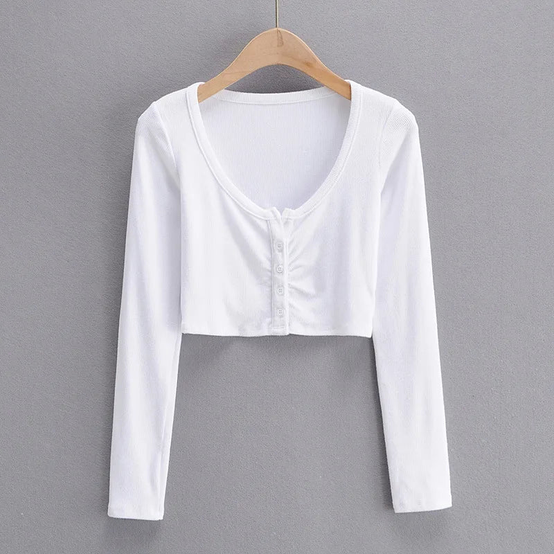 Slim V-neck Long Sleeve Bottomed Womens Tops