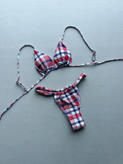 Sexy Red Plaid Micro Bikini
