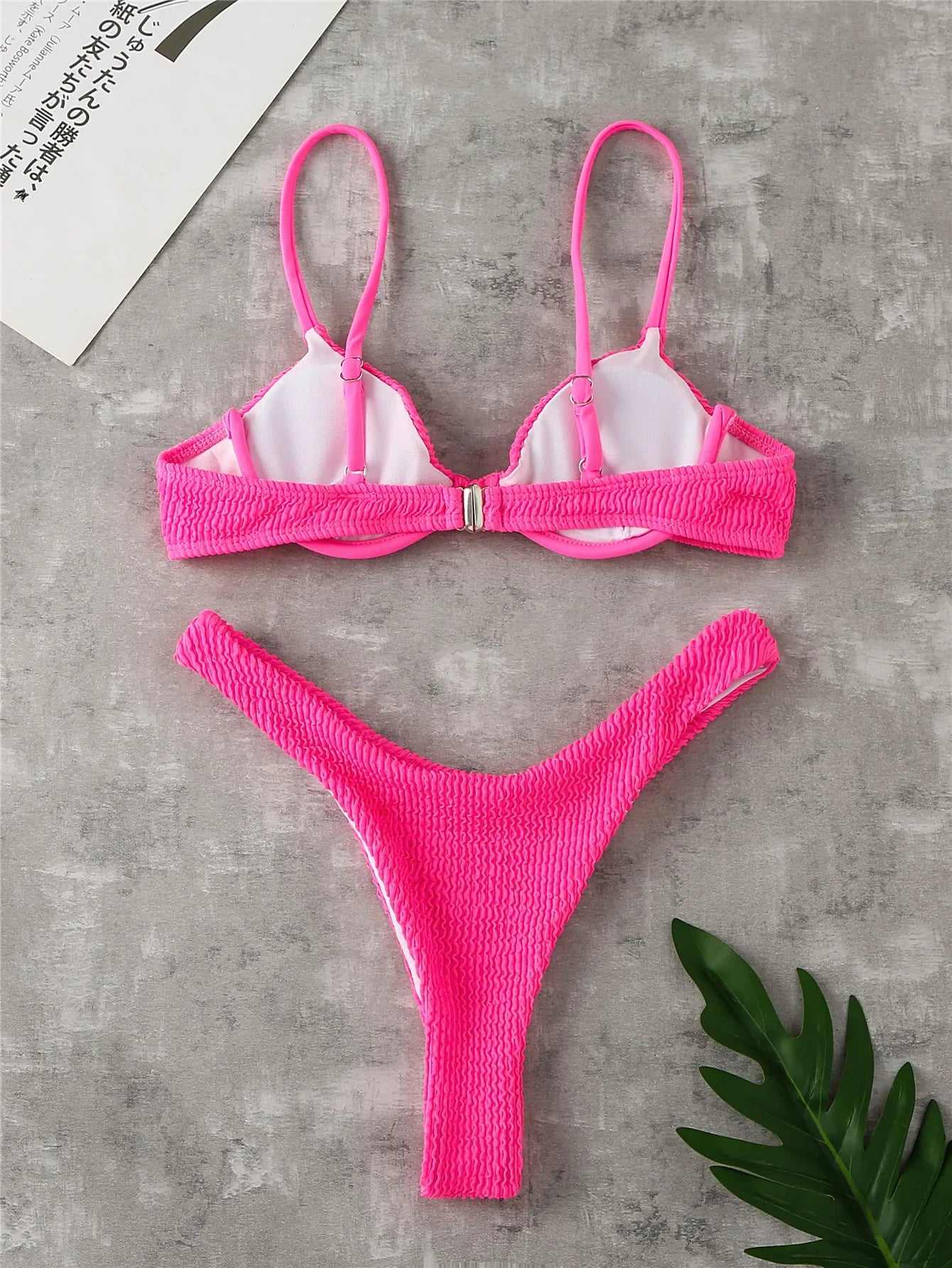 White Black Push Up Ribbed Micro Swimwear
