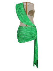 Green Sequin Patchwork Dress
