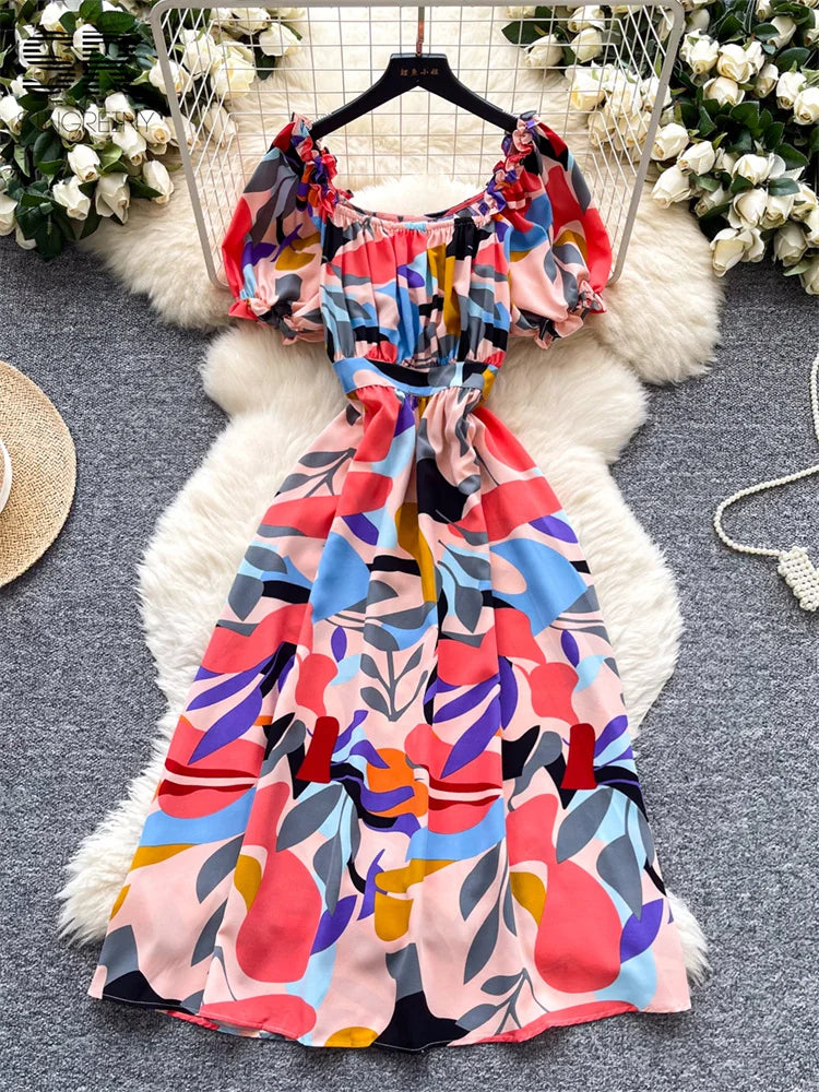 Vacation Print Party Dress