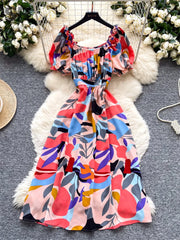 Vacation Print Party Dress