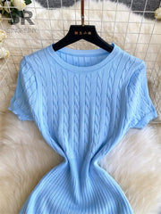 Twist Drill Knit A-line Dress
