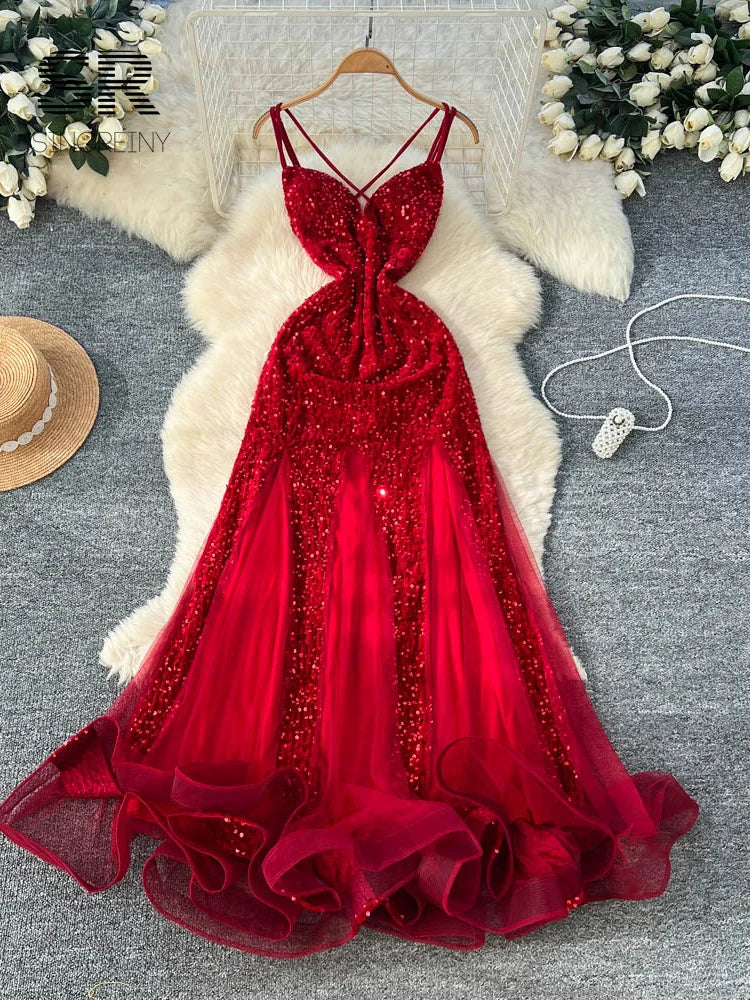 Sequined Velvet Slip Dress