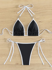 Luxury Rhinestone Heart Thong Bikini